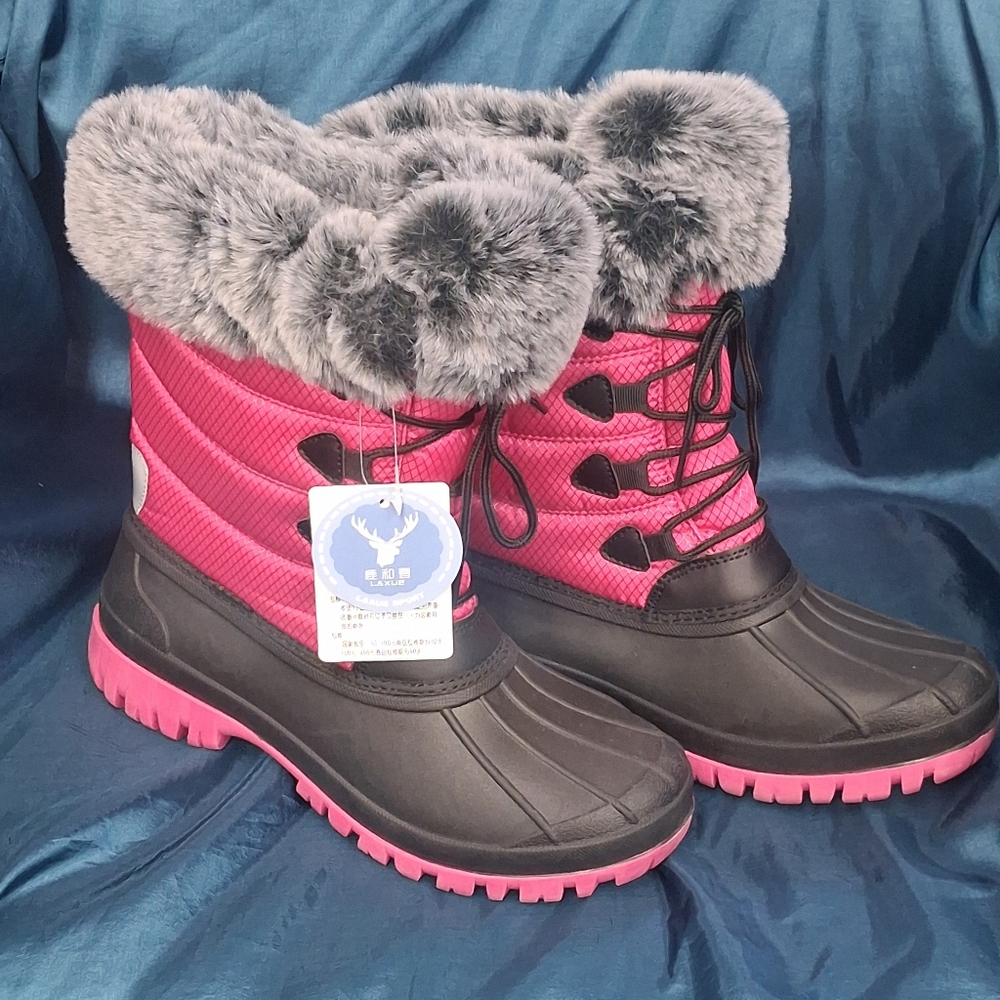 Women’s Pink Winter Snow Boots Faux Fur Lined EU 41 (US 9.5–10) NWT
